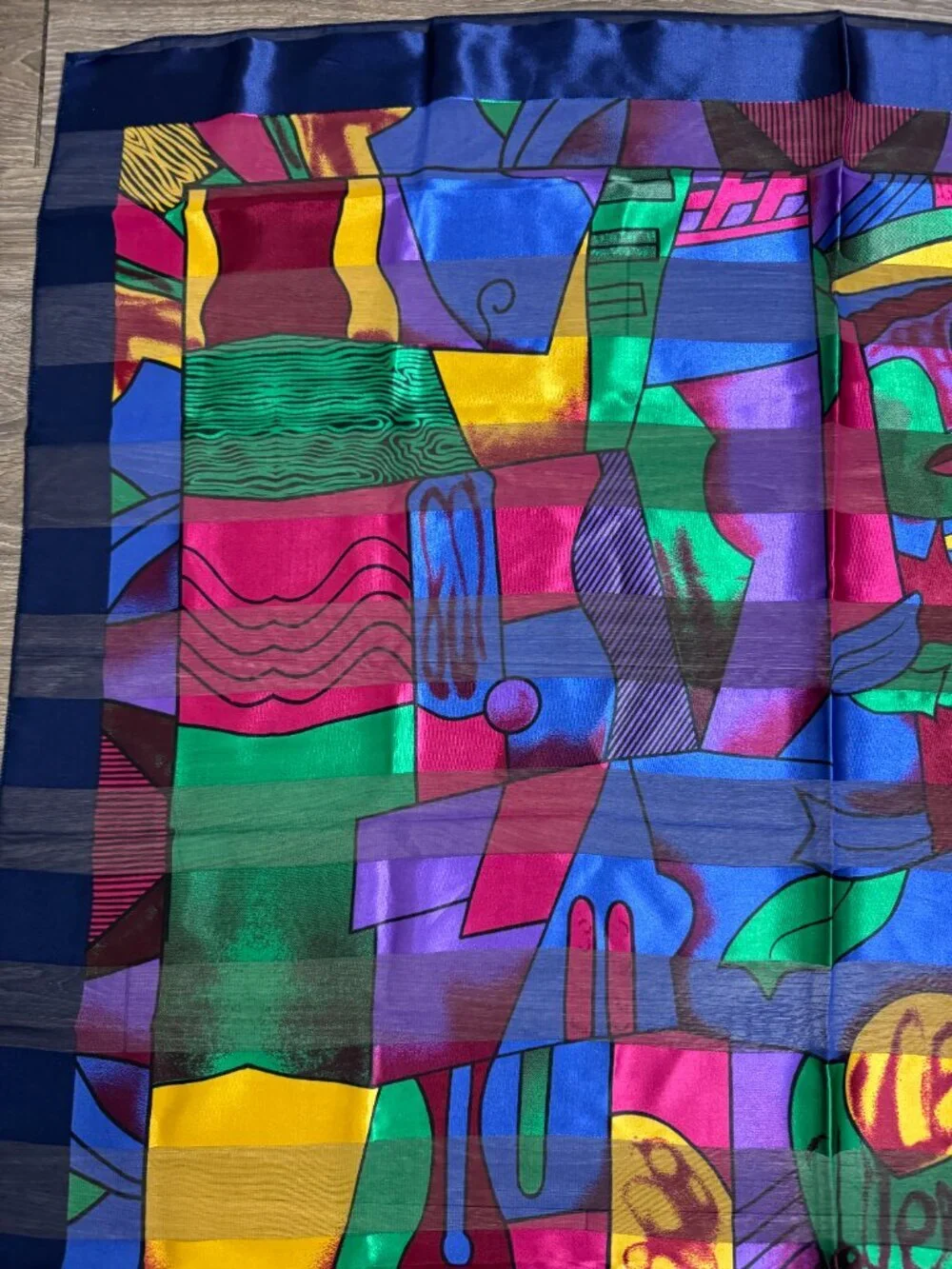 VTG 1980s  Pablo Picasso Satin Scarf Art Abstract Face Square 39